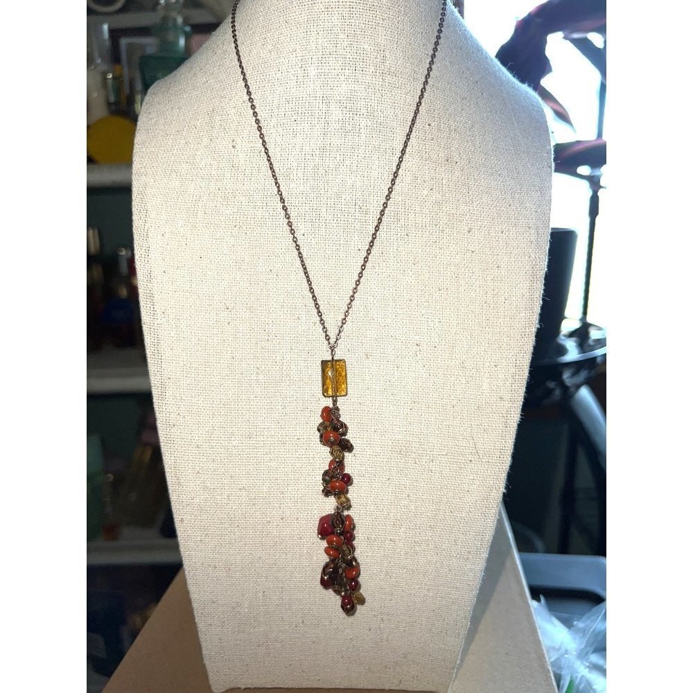 Bronze Acrylic Y Necklace -- 18"